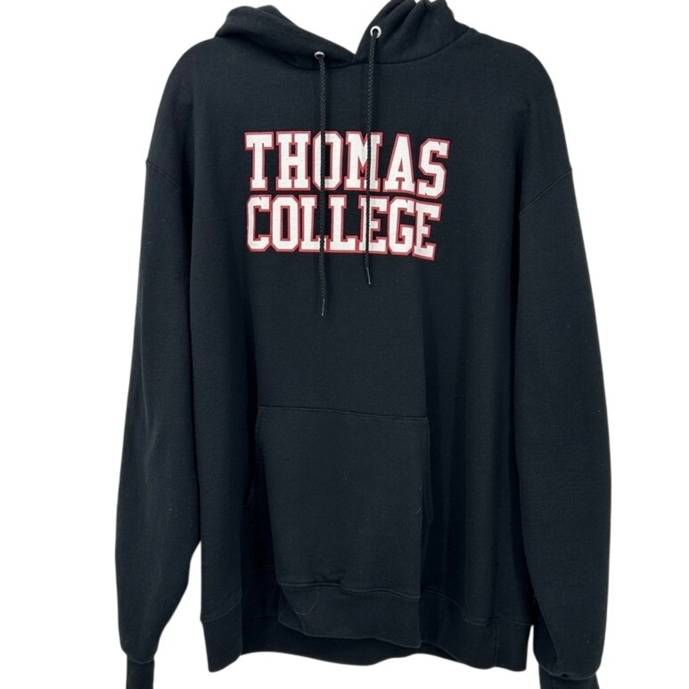 Champion Thomas College Hoodie Black XL‎ Eco Authentic Mens Pullover Sweatshirt